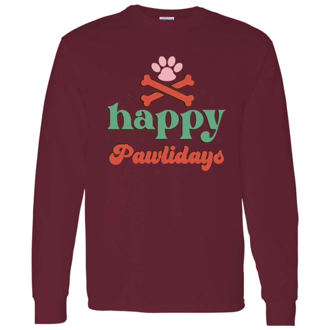 Happy Pawlidays Christmas Dog Long Sleeve T-Shirt