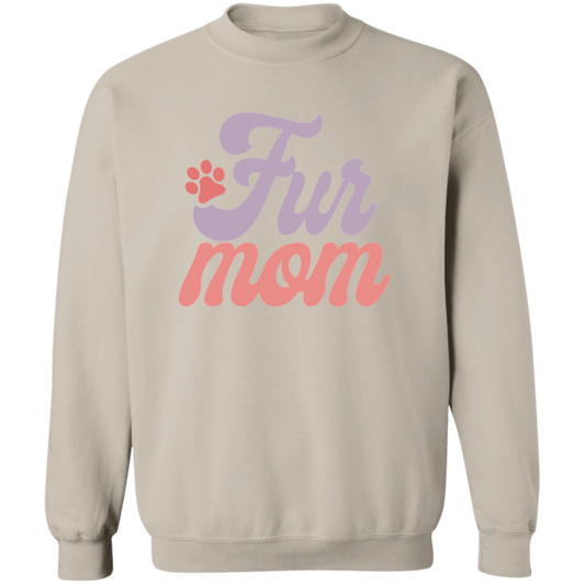 Fur Mom Dog Paw Print Crewneck Pullover Sweatshirt