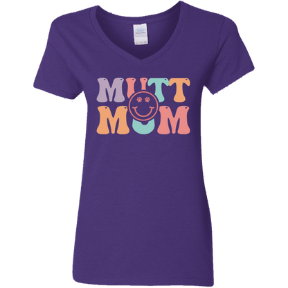 Mutt Mom Dog Rescue Ladies' V-Neck T-Shirt