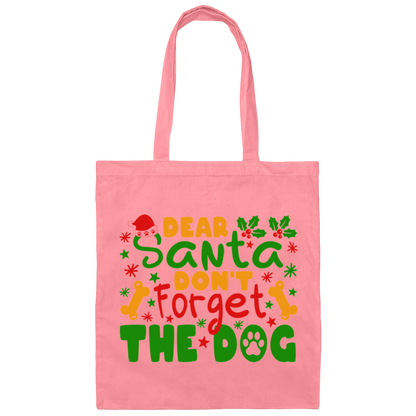 Dear Santa Don't Forget the Dog Christmas Canvas Tote Bag