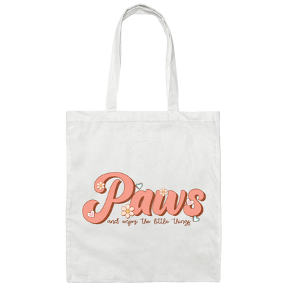 Paws and Enjoy the Little Things Canvas Tote Bag