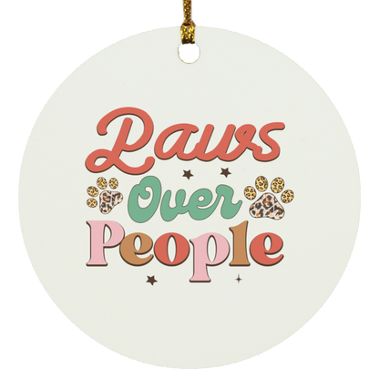 Paws Over People Christmas Dog Circle Ornament