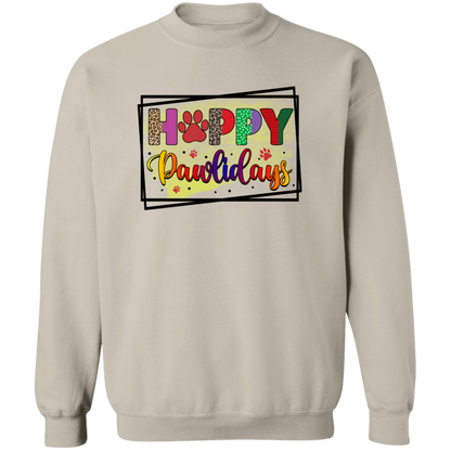 Happy Pawlidays Dog Christmas Crewneck Pullover Sweatshirt