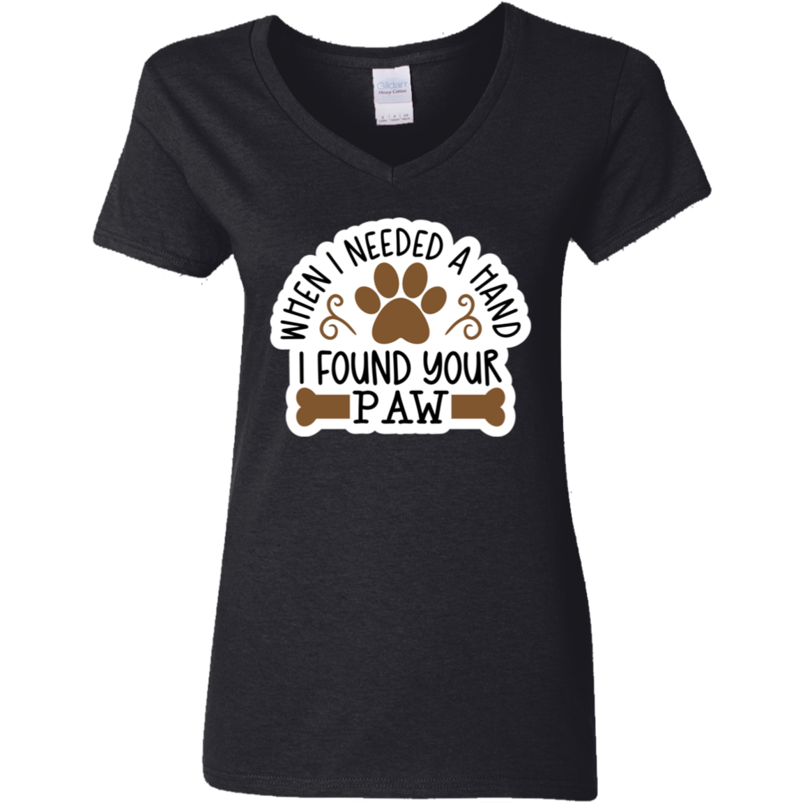 When I Needed a Hand I Found Your Paw Dog Rescue Ladies' V-Neck T-Shirt