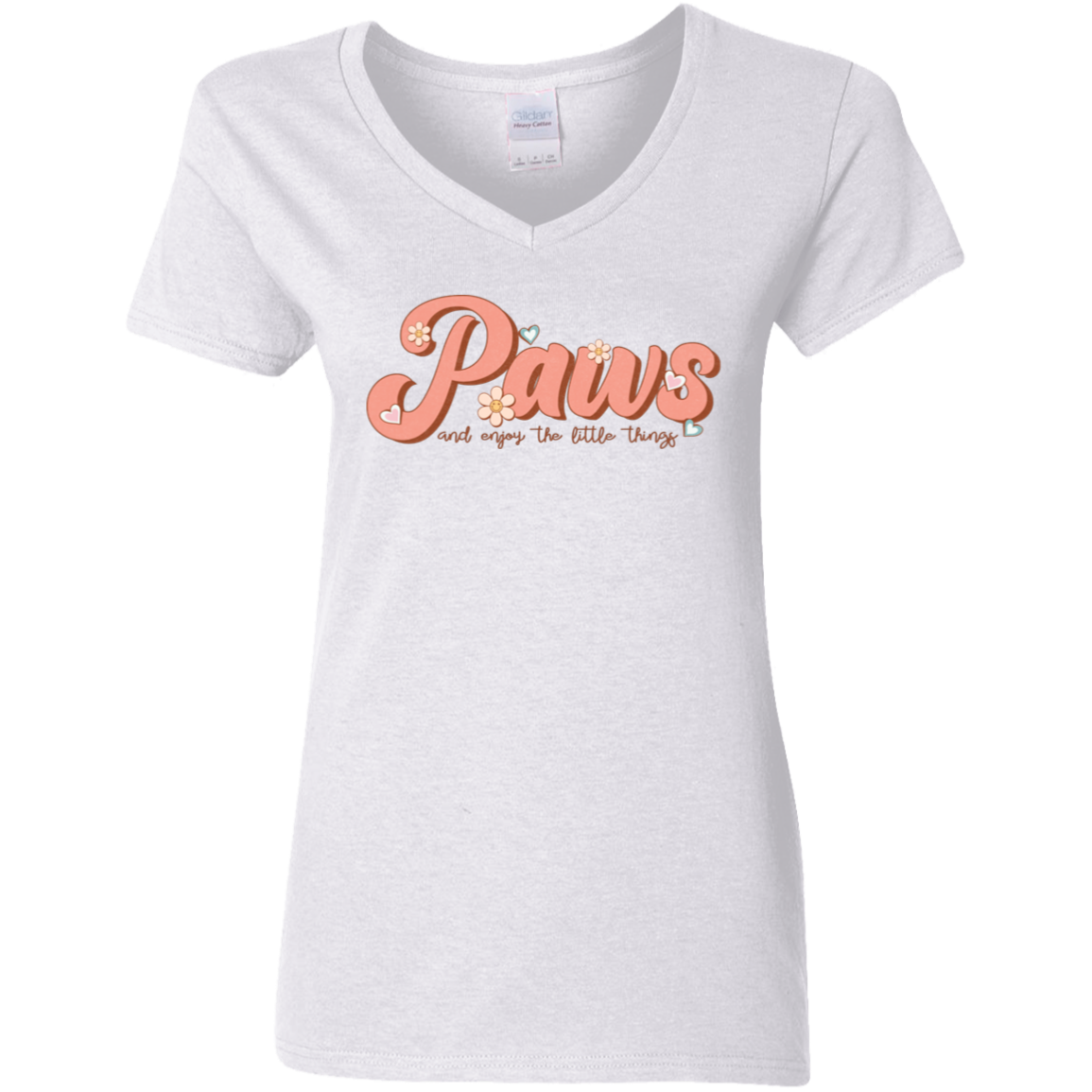 Paws and Enjoy the Little Things Ladies' V-Neck T-Shirt