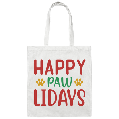 Happy Pawlidays Dog Christmas Canvas Tote Bag