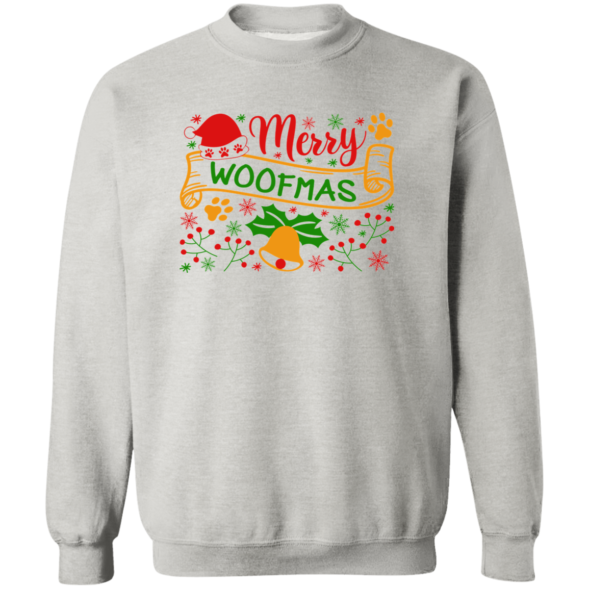 Merry Woofmas Dog Christmas Crewneck Pullover Sweatshirt