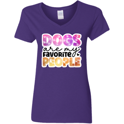 Dogs are my Favorite People Watercolor Ladies' V-Neck T-Shirt