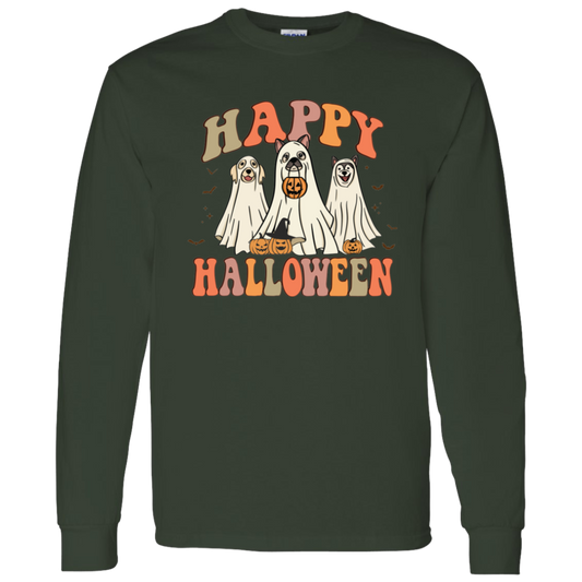 Happy Halloween Ghost Dogs Long Sleeve T-Shirt