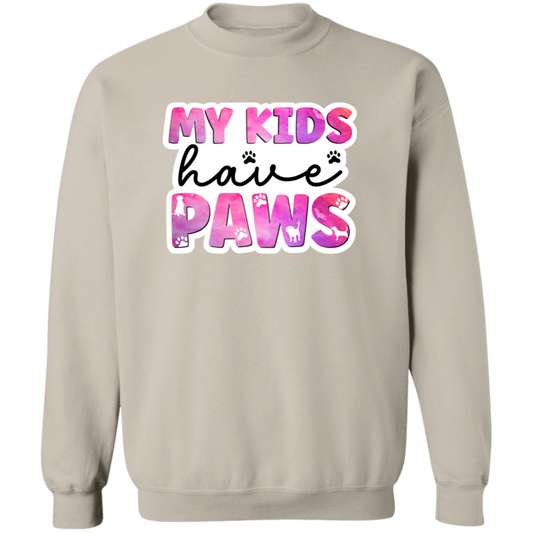 My Kids Have Paws Dog Mom Watercolor Crewneck Pullover Sweatshirt