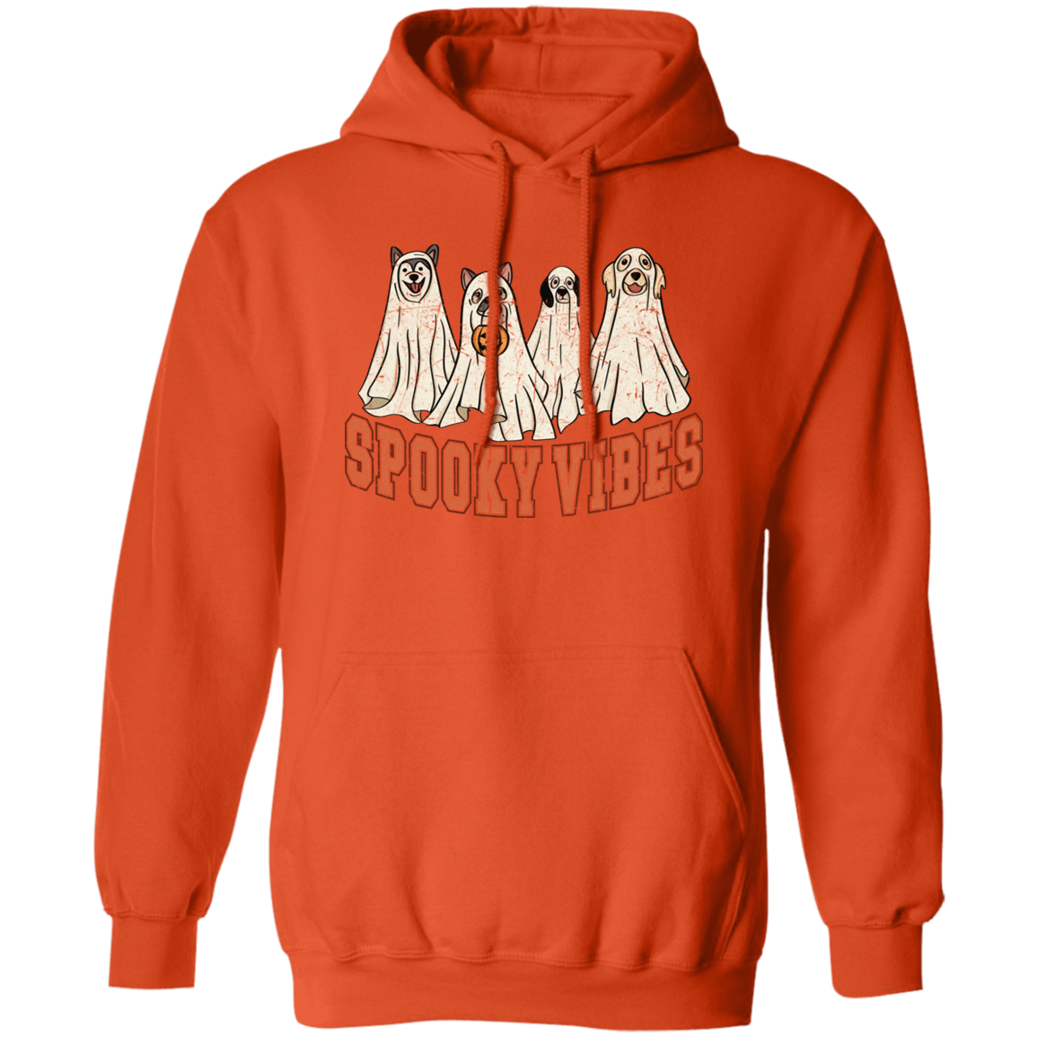 Retro Spooky Vibes Halloween Dogs Pullover Hoodie