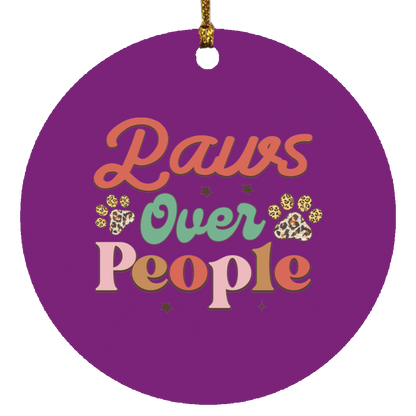 Paws Over People Christmas Dog Circle Ornament