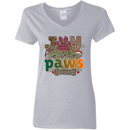 Joy Love Paws Dog Christmas Ladies' V-Neck T-Shirt