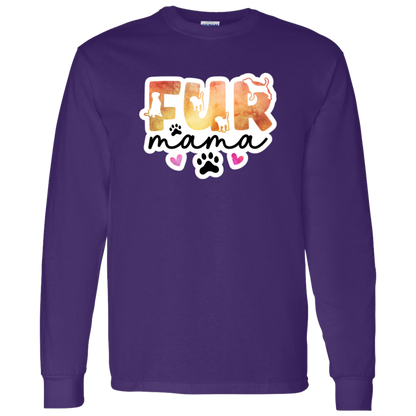 Fur Mama Dog Watercolor Long Sleeve T-Shirt