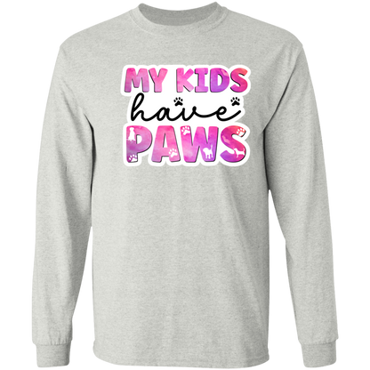 My Kids Have Paws Dog Mom Watercolor Long Sleeve T-Shirt