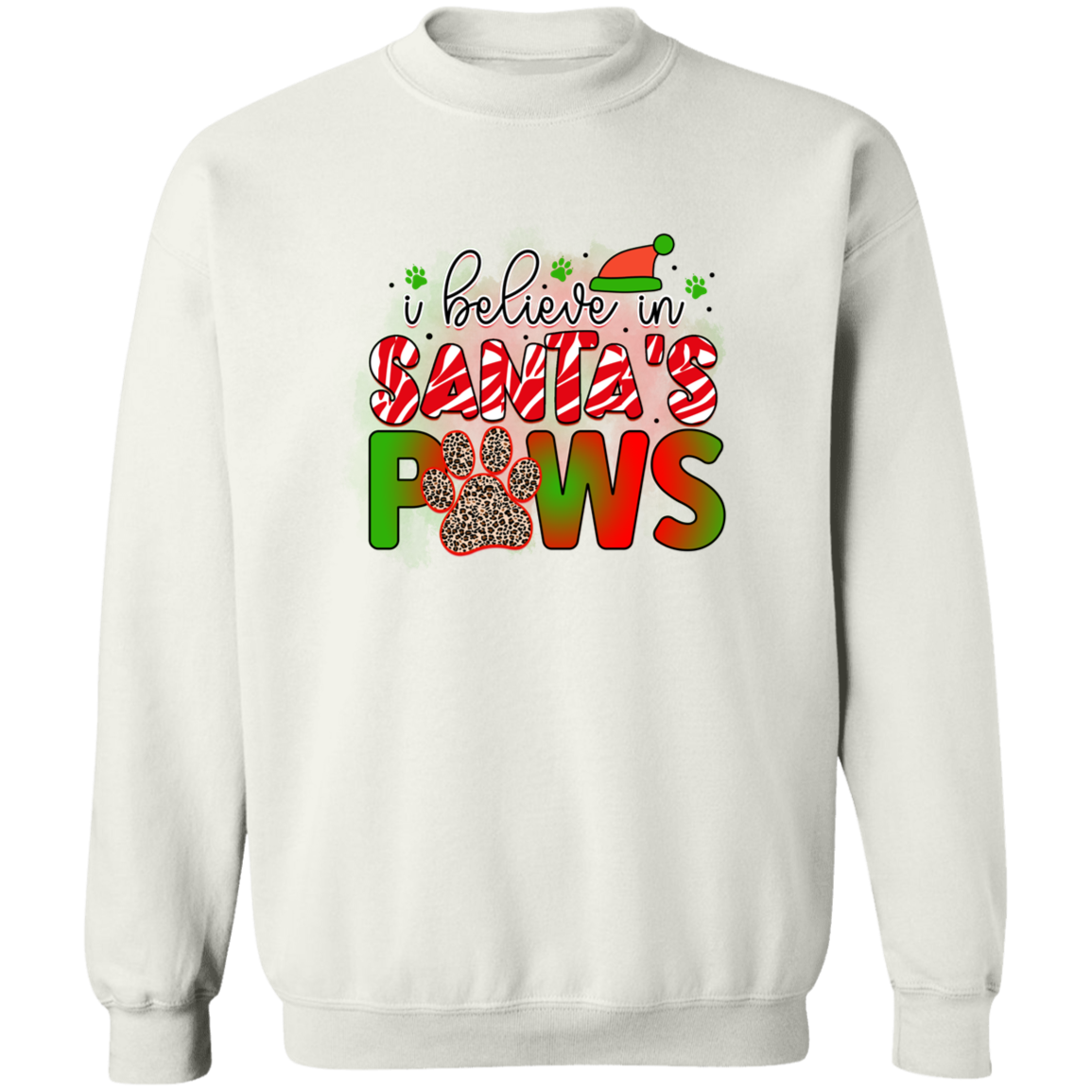 I Believe in Santa Paws Dog Christmas Crewneck Pullover Sweatshirt
