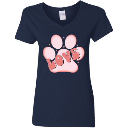 Love Paw Print Dog Rescue Ladies' V-Neck T-Shirt