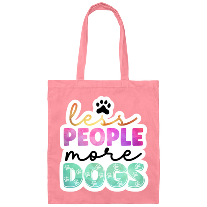 Less People More Dogs Watercolor Canvas Tote Bag