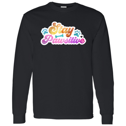 Stay Pawsitive Dog Watercolor Long Sleeve T-Shirt
