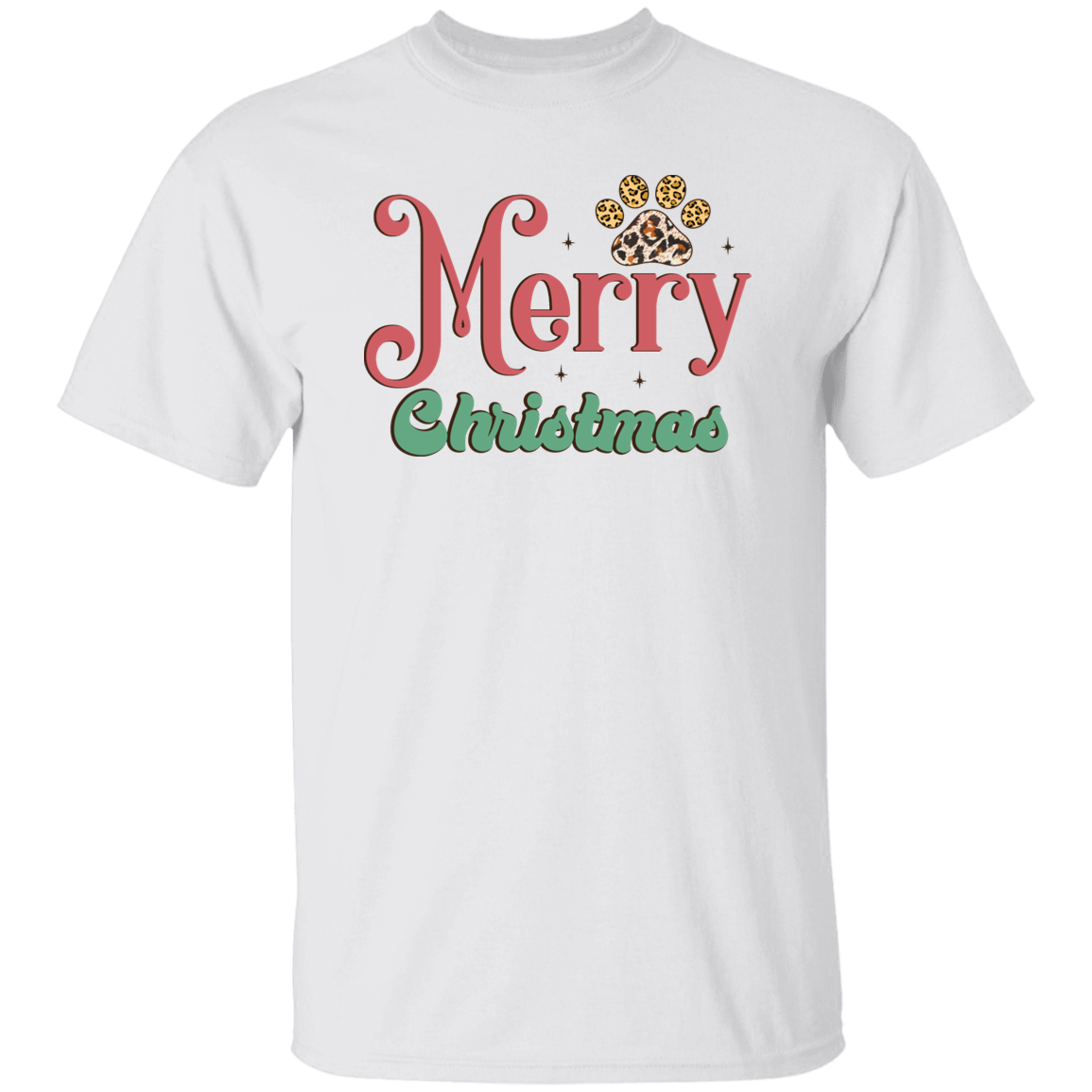 Merry Christmas Paw Print Dog T-Shirt