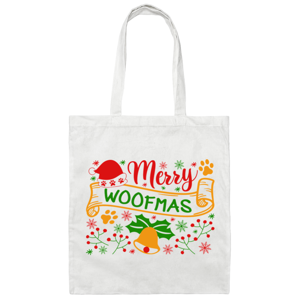 Merry Woofmas Christmas Dog Canvas Tote Bag