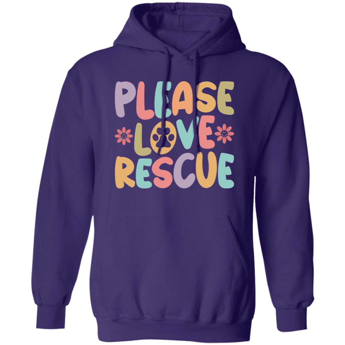 Please Love Rescue Dog Paw Print Pullover Hoodie Hooded Sweatshirt