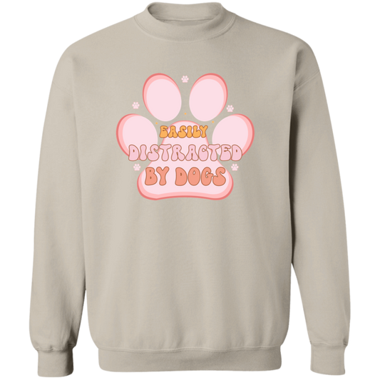 Easily Distracted by Dogs Crewneck Pullover Sweatshirt