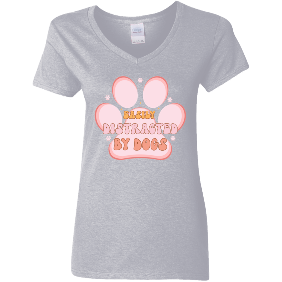 Easily Distracted by Dogs Ladies' V-Neck T-Shirt