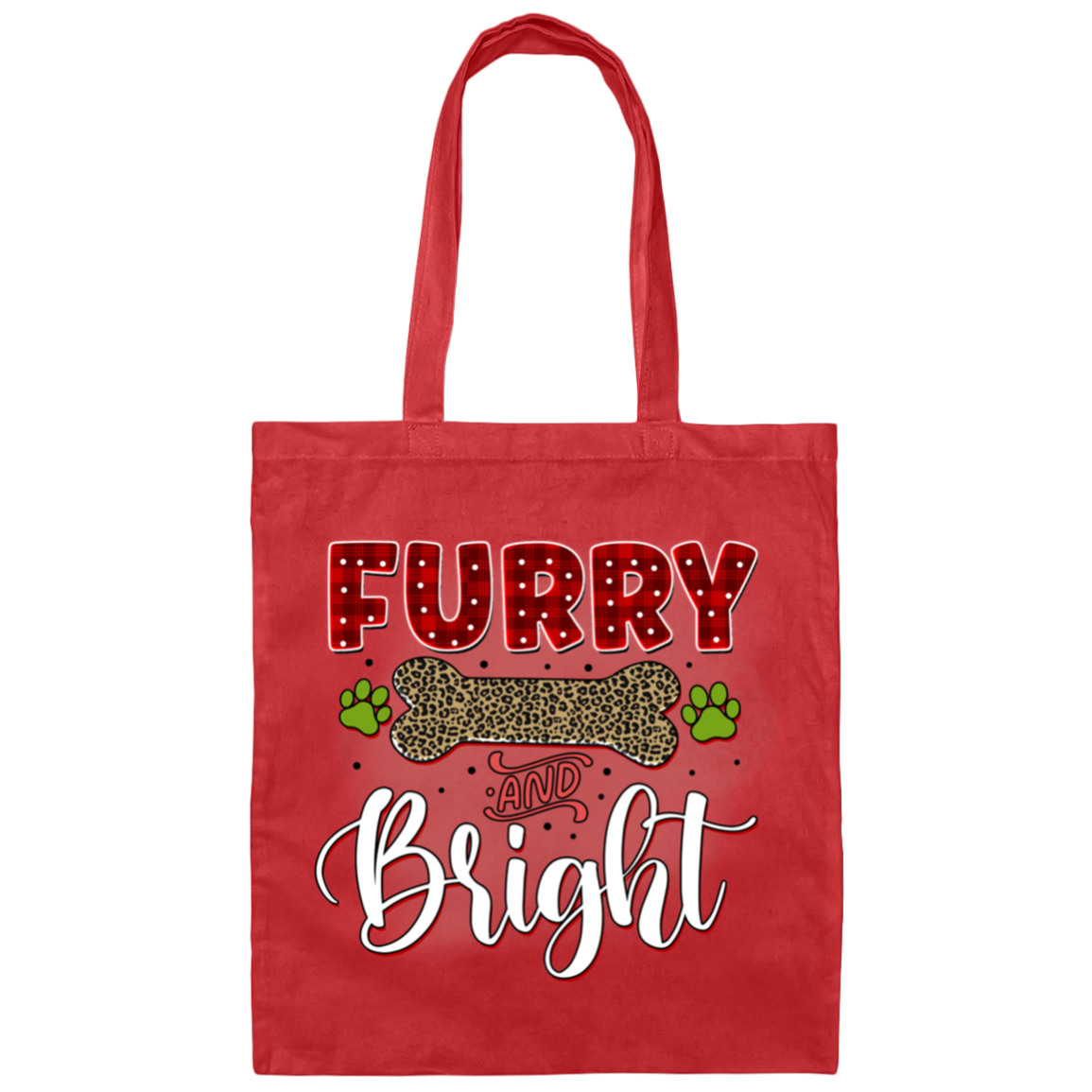 Furry & Bright Christmas Dog Canvas Tote Bag