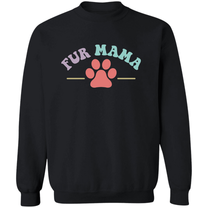 Fur Mama Paw Print Dog Rescue Crewneck Pullover Sweatshirt