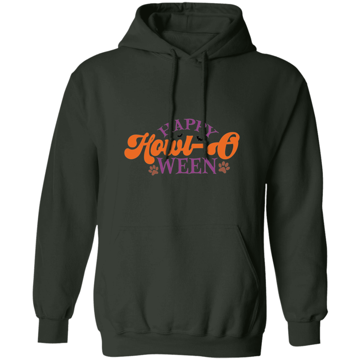 Happy Howl-o-ween Paw Print Halloween Dog Pullover Hoodie