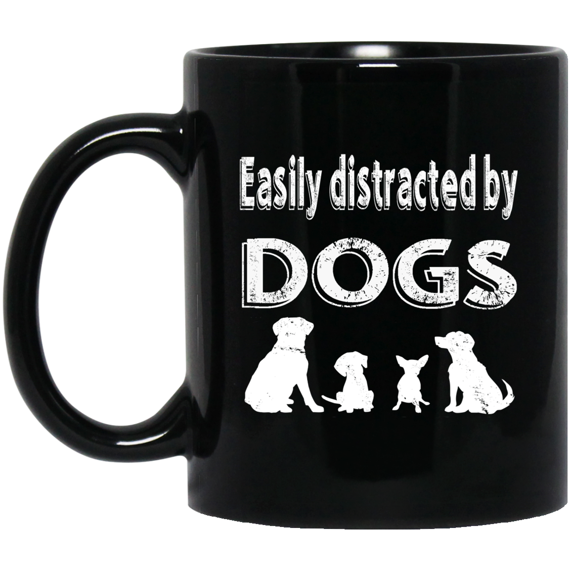 Distracted by Dogs - Black Mugs