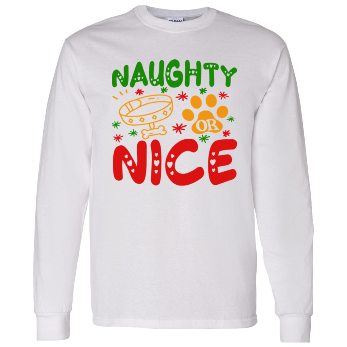 Naughty or Nice Dog Christmas Long Sleeve T-Shirt
