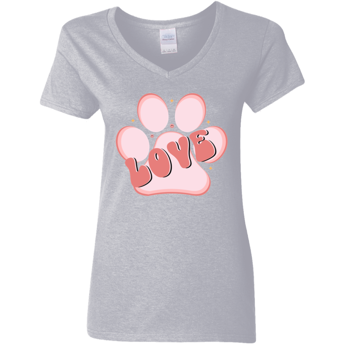 Love Paw Print Dog Rescue Ladies' V-Neck T-Shirt