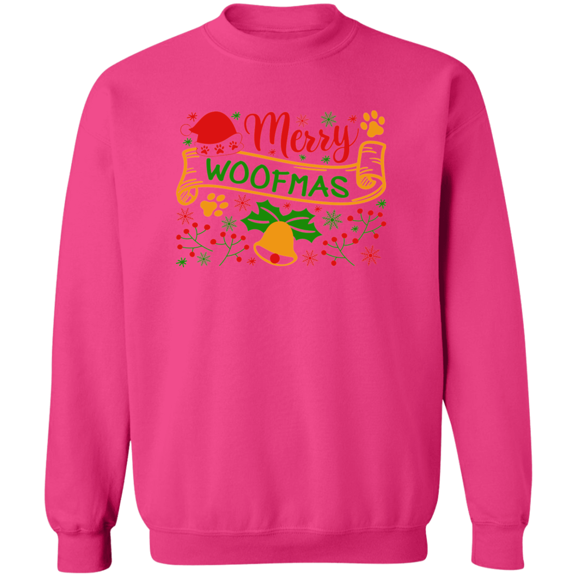 Merry Woofmas Dog Christmas Crewneck Pullover Sweatshirt