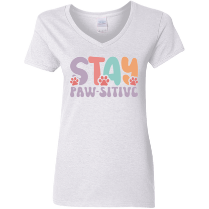 Stay Pawsitive Dog Rescue Ladies' V-Neck T-Shirt