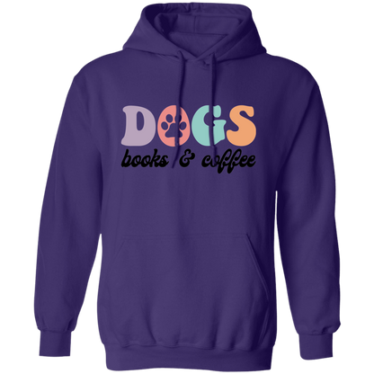 Dogs Books & Coffee Pullover Hoodie Hooded Sweatshirt