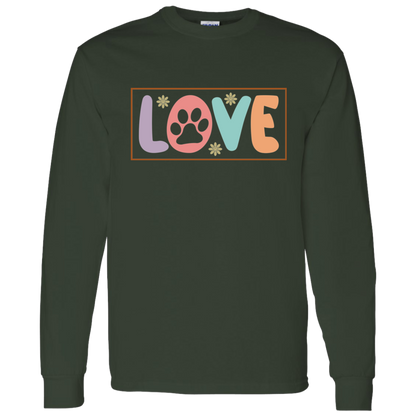 Love Paw Print Dog Rescue Long Sleeve T-Shirt