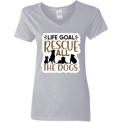 Life Goal Rescue All the Dogs Ladies' V-Neck T-Shirt