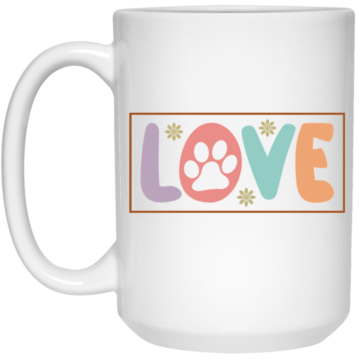 Love Paw Print Dog Rescue 15 oz. White Mug