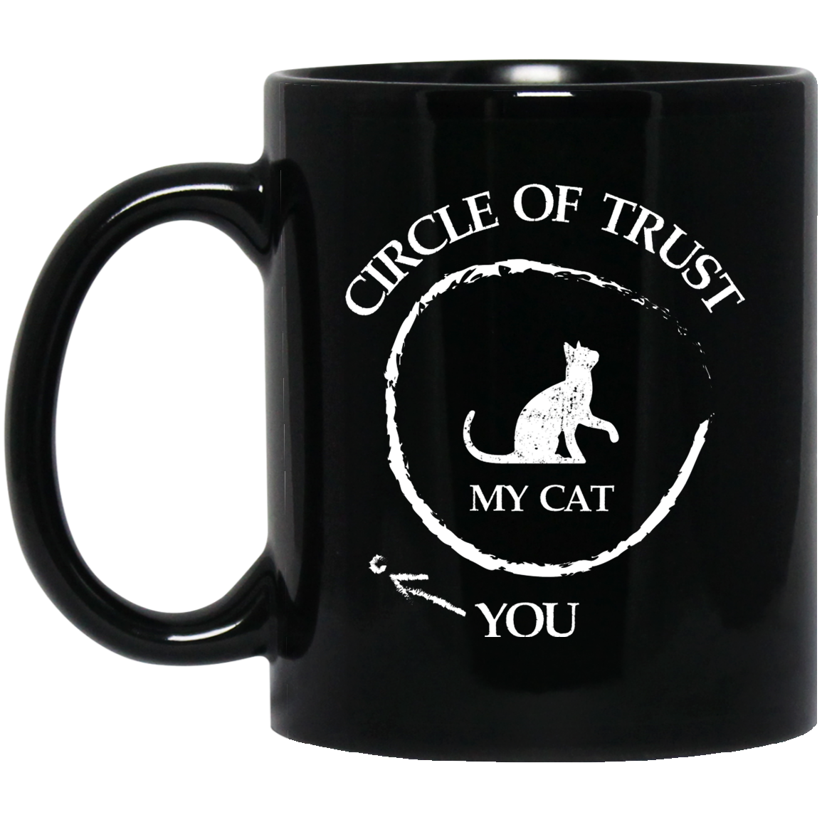 Circle of Trust Cat - Black Mugs
