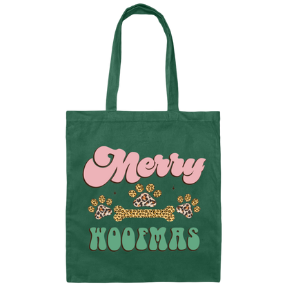 Merry Woofmas Christmas Dog Canvas Tote Bag