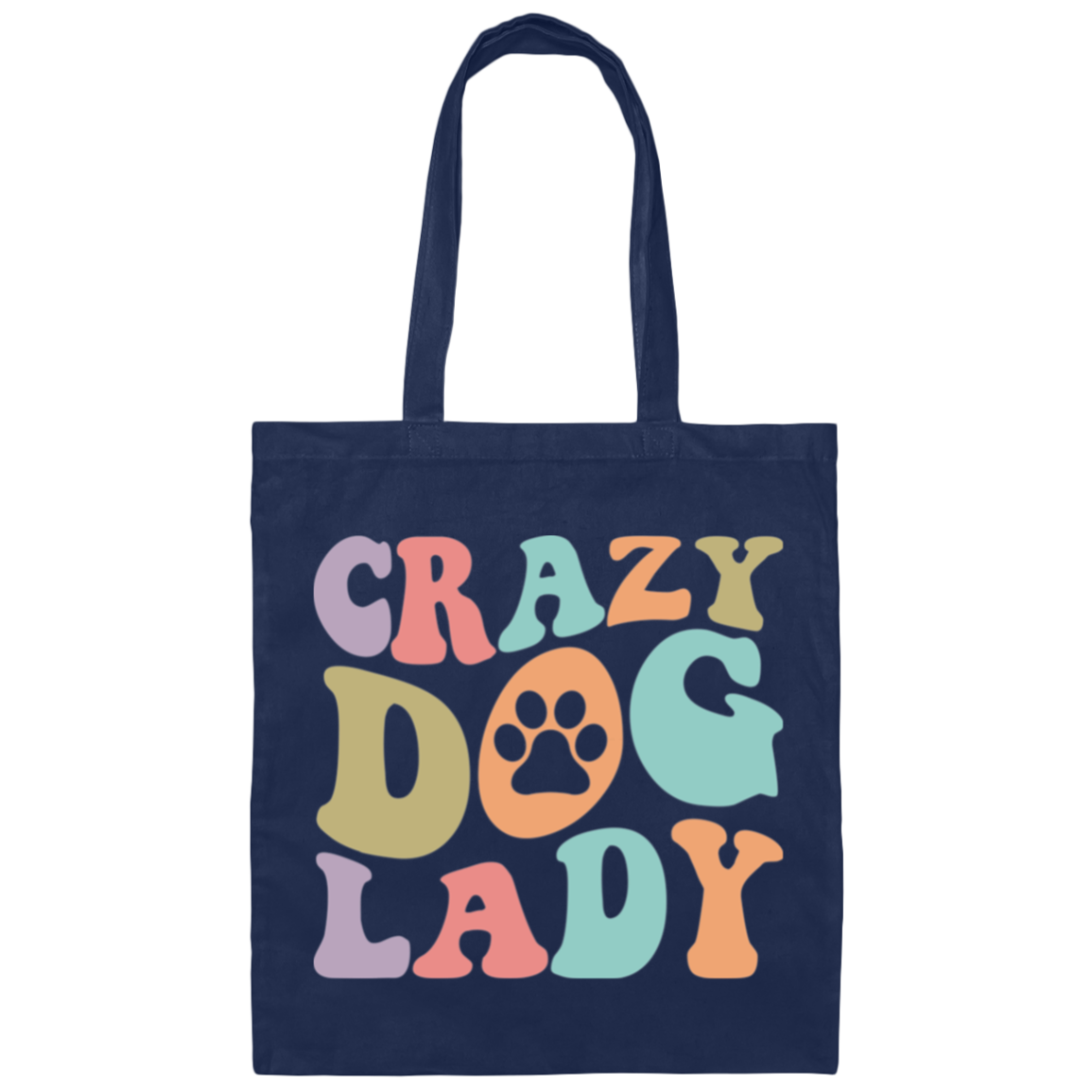 Crazy Dog Lady Paw Print Canvas Tote Bag