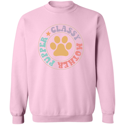 Classy Mother Pupper Dog Mom Crewneck Pullover Sweatshirt