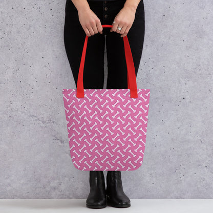 Pink Dog Bone Tote Bag