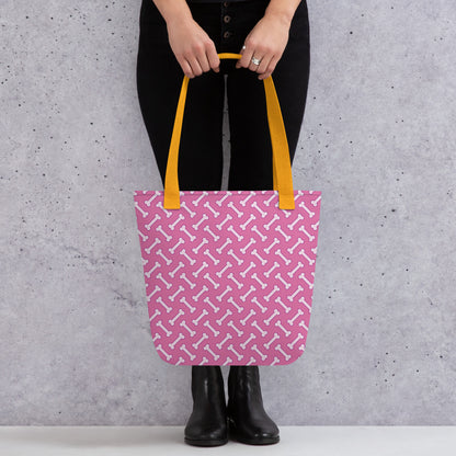 Pink Dog Bone Tote Bag