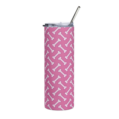 Pink Dog Bone Stainless Steel Tumbler