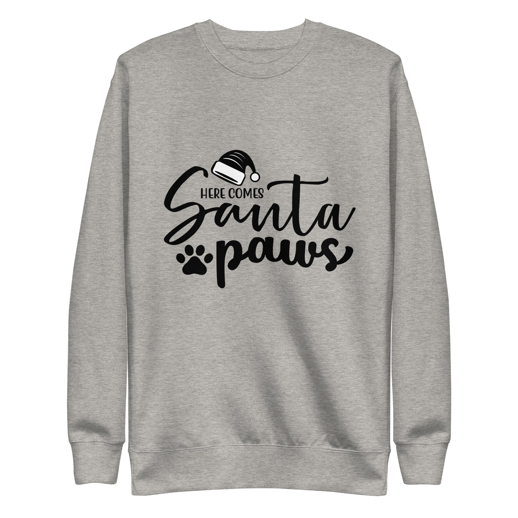 Here Comes Santa Paws Woman s Premium Sweatshirt Rescuers Club