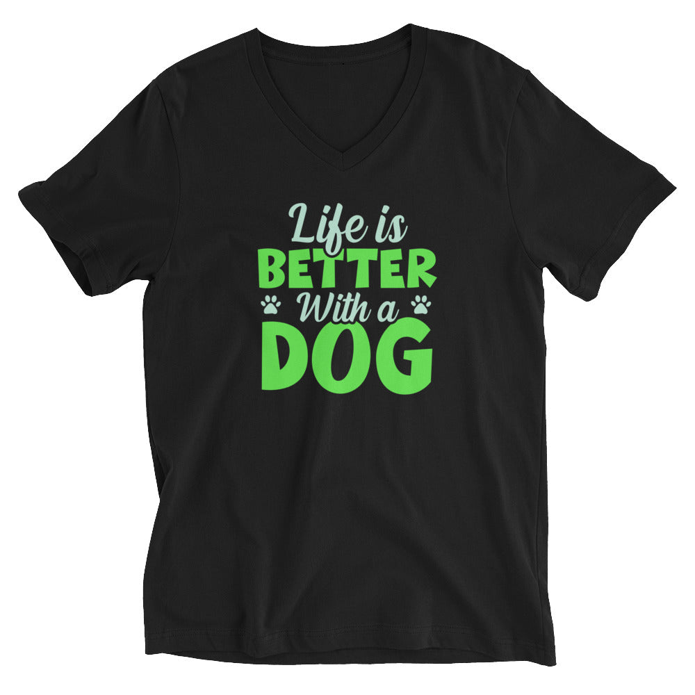 Life Is Better With A Dog Men's Short Sleeve V-Neck T-Shirt