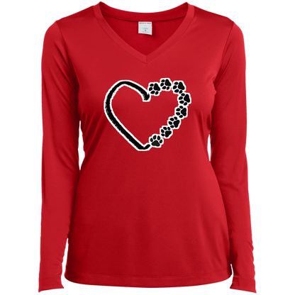 Heart Paws  - Ladies Long Sleeve V-Neck